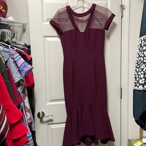 Maroon cocktail dress with beautiful detail